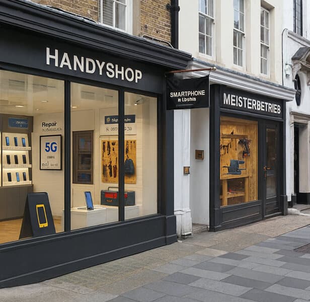 Ladenfront eines regionalen Handyshops